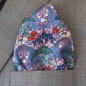 Hand Stitched Belgravia Silk Satin Fabric Pocket Square Bronwyn Floral Pattern
